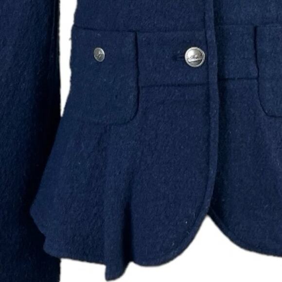 Elevenses Blazer 4 Button Closure Wool Blend Princess Seams Navy Blue Size 6 - Picture 11 of 13